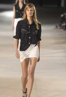 NEW $2,420 Anthony Vaccarello Runway Vogue Black Beige Colorblock Mini Dress 36